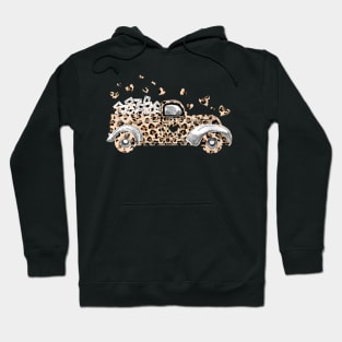 Buffalo Leopard Truck With Hearts Valentine's Day Hoodie